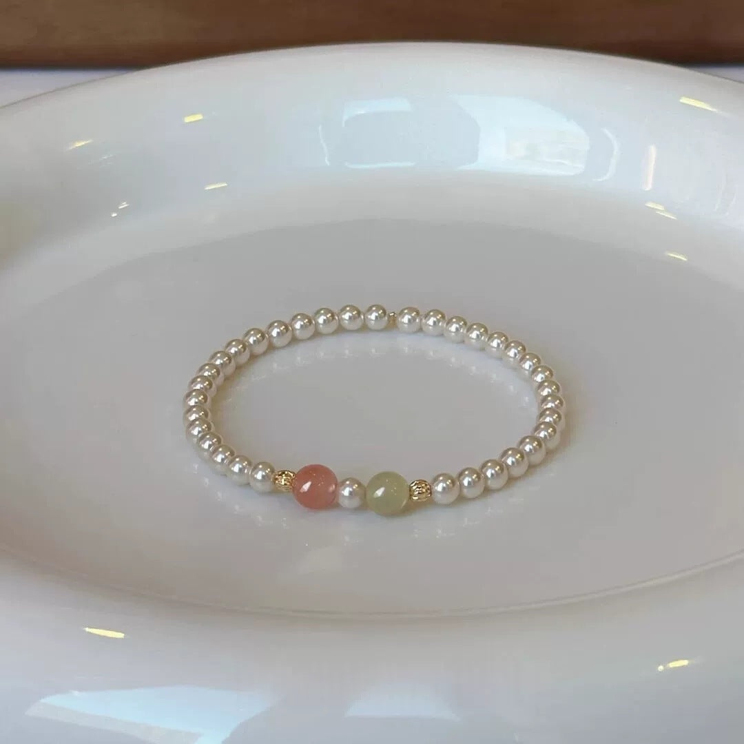 Women's Jade Bracelet: Cool and Elegant, Perfectly Round, Shi Family Pearls—Exquisite and Gentle New Chinese-Style Bracelet