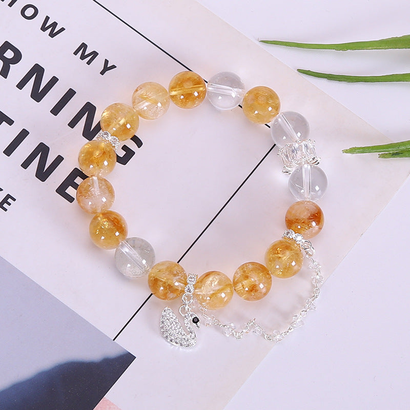 Huangta Crystal Yellow Quartz Bracelet for Women—Original Design, White Quartz, Versatile Bracelet, Fashionable Wealth-Attracting Bracelet, Jewelry