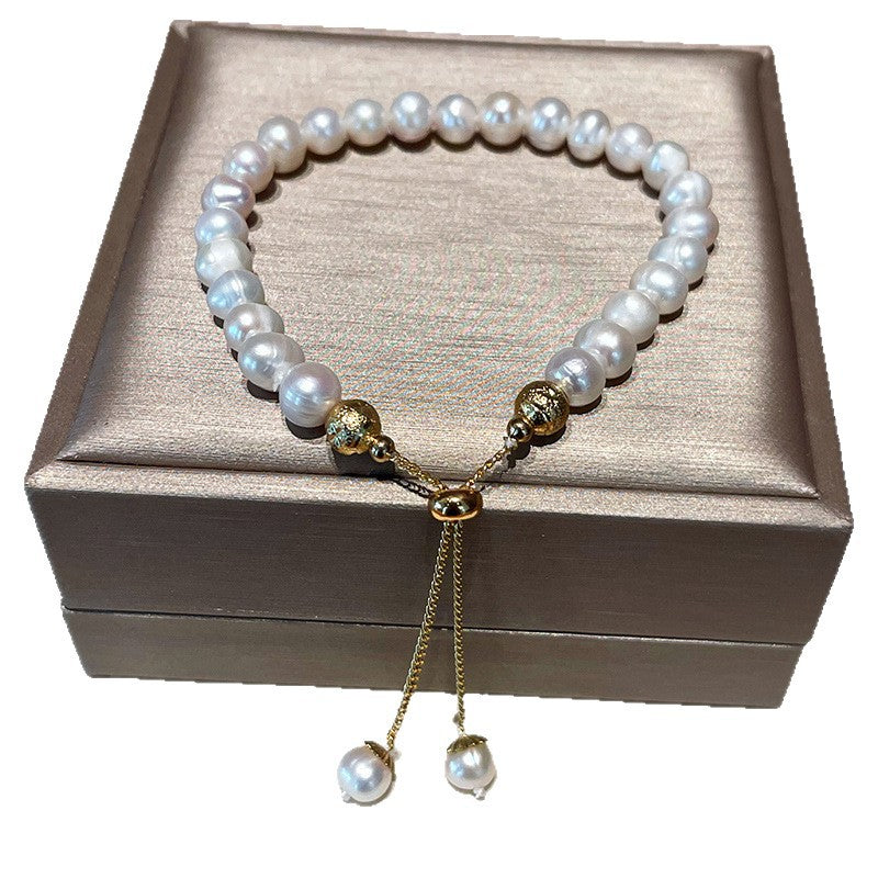 Adjustable Natural Freshwater Pearl Bracelet for Women: Sophisticated, Fashionable, Lightly Luxurious, Instagram-Worthy, Niche Design Bracelet