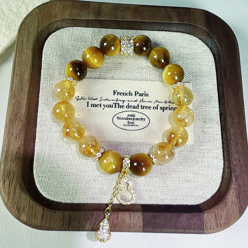 Crystal Bracelet for Prosperity and Good Fortune with Golden Tiger's Eye—Women's Jewelry