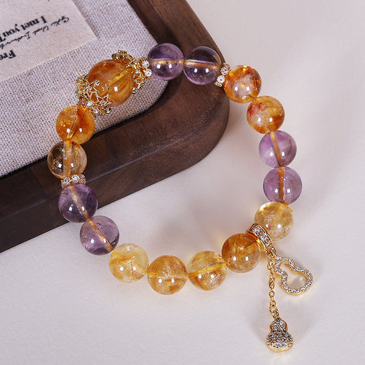 Huangta Crystal Citrine Bracelet for Career Success; Amethyst Bead Bracelet for the Year of the Zodiac