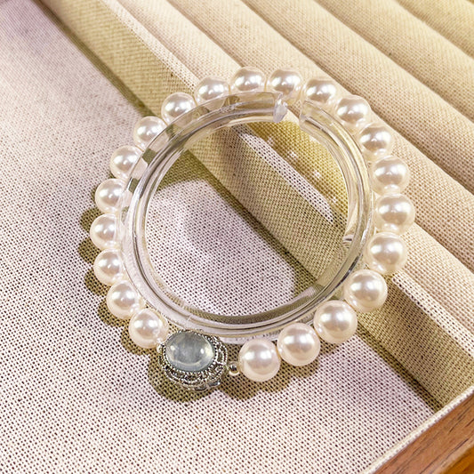 High-Quality Natural Shi Jiabei Crystal Bracelet for Women: Fashionable and Versatile, with Oval-Cut Aquamarine Beads That Flatter Your Complexion
