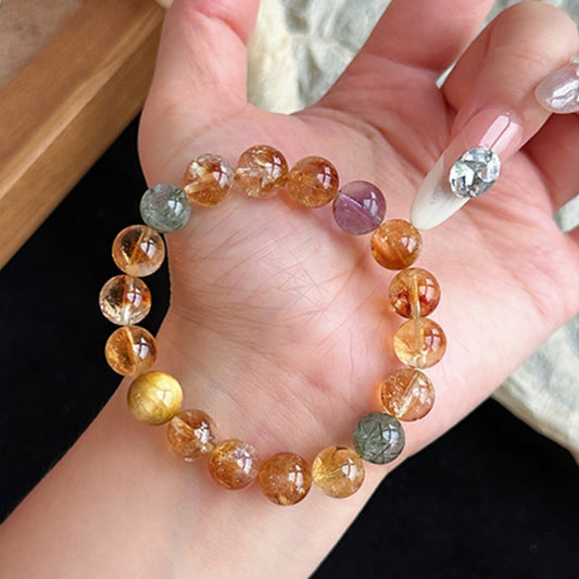 Lucky Natural Yellow Quartz Yellow Tower Crystal Bracelet for Women—Tiger's Eye Crystal Gift for Wealth and Career Success