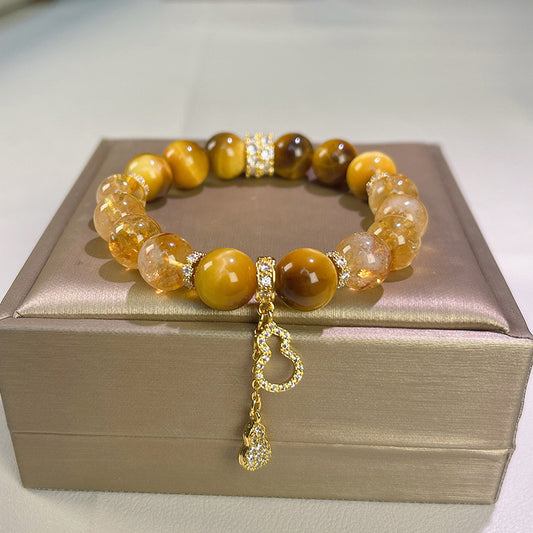 Crystal Bracelet for Prosperity and Good Fortune with Golden Tiger's Eye—Women's Jewelry