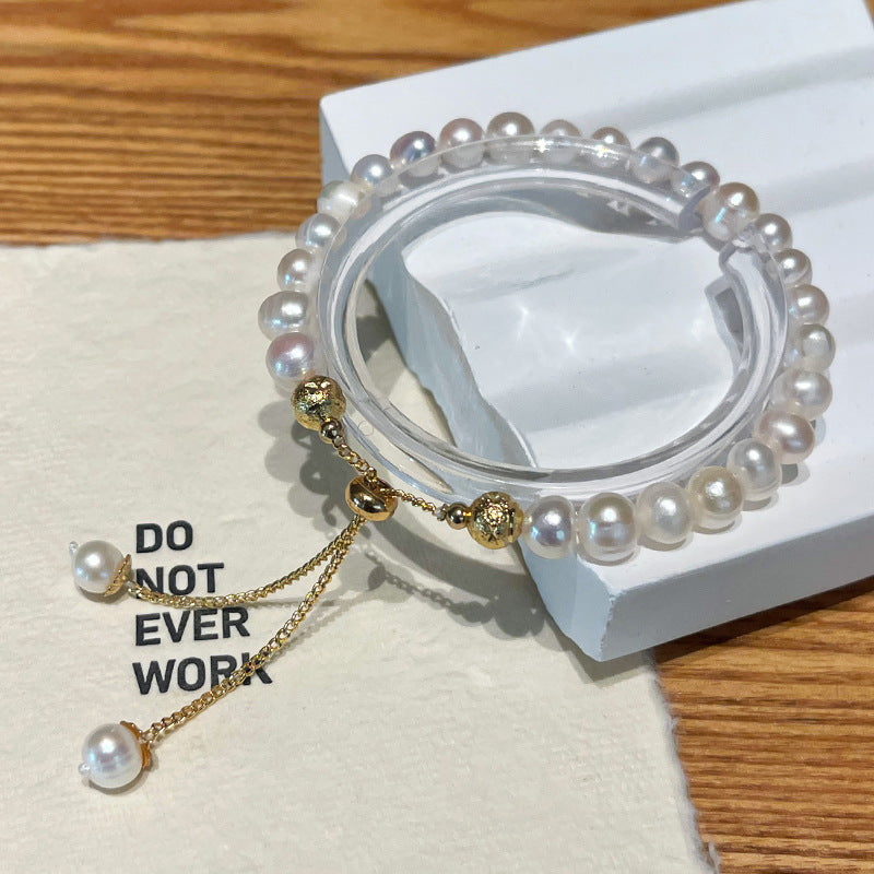 Adjustable Natural Freshwater Pearl Bracelet for Women: Sophisticated, Fashionable, Lightly Luxurious, Instagram-Worthy, Niche Design Bracelet