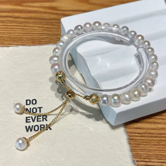 Adjustable Natural Freshwater Pearl Bracelet for Women: Sophisticated, Fashionable, Lightly Luxurious, Instagram-Worthy, Niche Design Bracelet