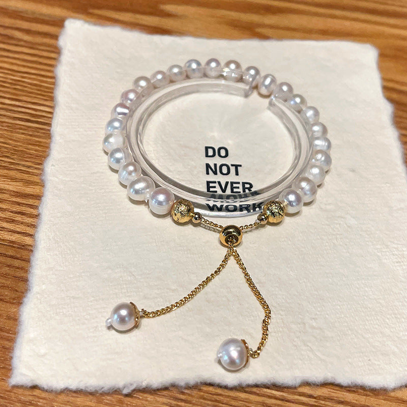 Adjustable Natural Freshwater Pearl Bracelet for Women: Sophisticated, Fashionable, Lightly Luxurious, Instagram-Worthy, Niche Design Bracelet