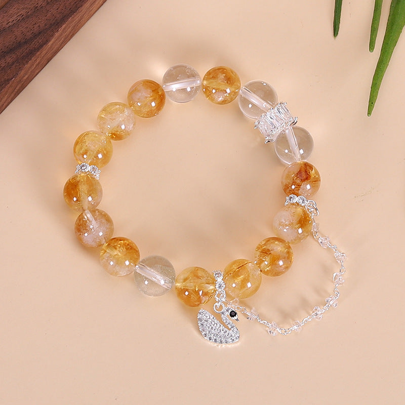 Huangta Crystal Yellow Quartz Bracelet for Women—Original Design, White Quartz, Versatile Bracelet, Fashionable Wealth-Attracting Bracelet, Jewelry