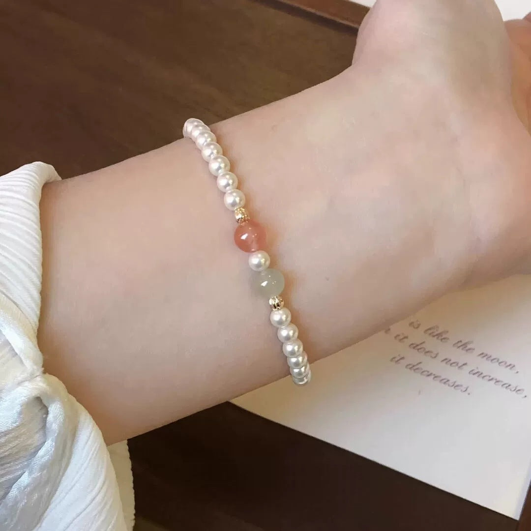 Women's Jade Bracelet: Cool and Elegant, Perfectly Round, Shi Family Pearls—Exquisite and Gentle New Chinese-Style Bracelet