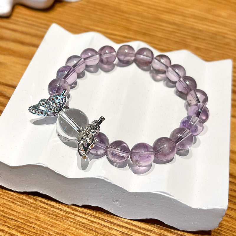 Natural Bolivian Amethyst Bracelet for Women: “Nine Purples, Fire-Free” Amethyst Bracelet—Versatile and Easy to Match