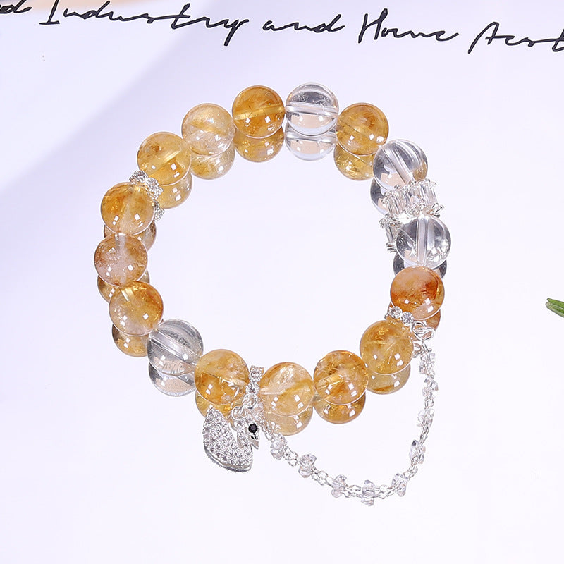 Huangta Crystal Yellow Quartz Bracelet for Women—Original Design, White Quartz, Versatile Bracelet, Fashionable Wealth-Attracting Bracelet, Jewelry