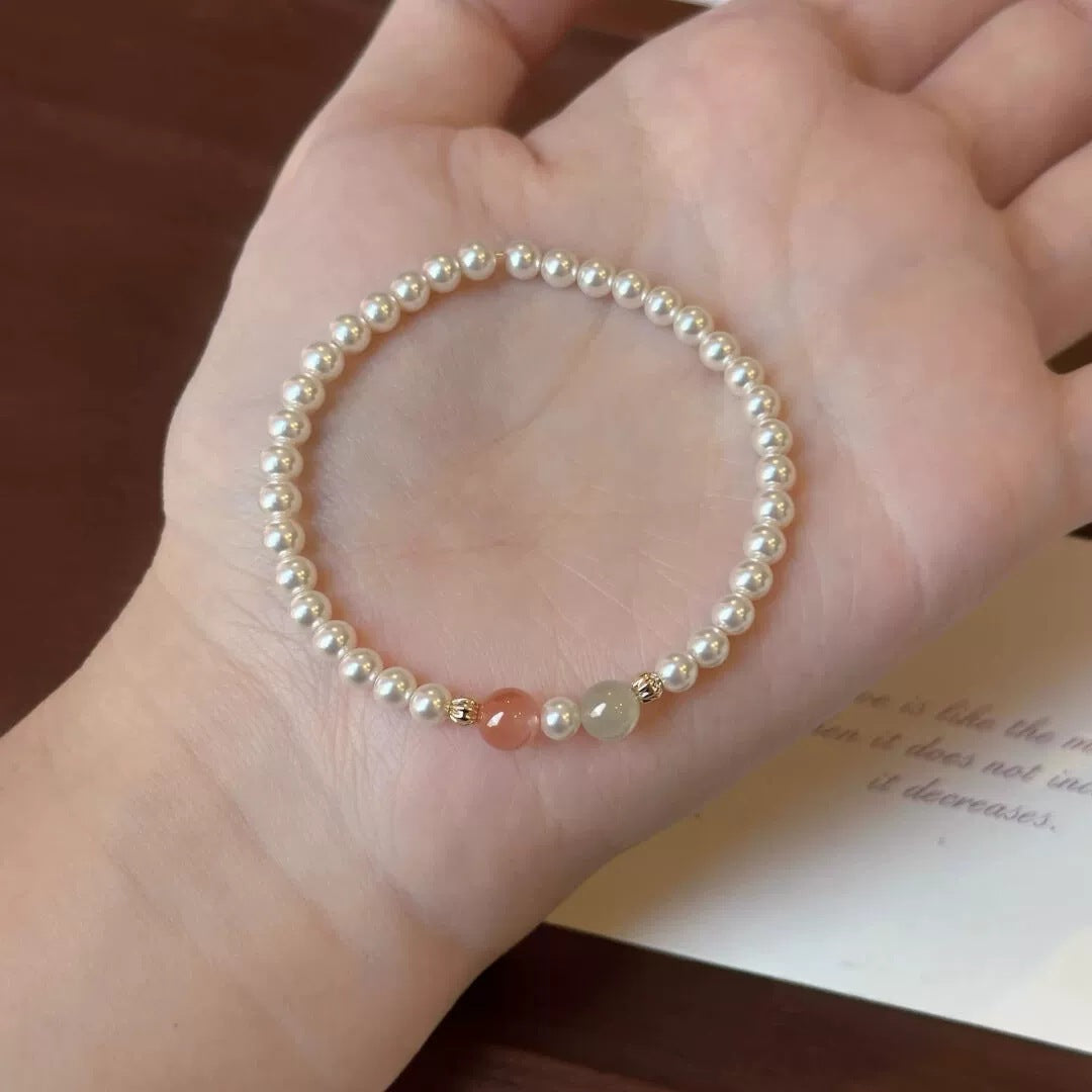 Women's Jade Bracelet: Cool and Elegant, Perfectly Round, Shi Family Pearls—Exquisite and Gentle New Chinese-Style Bracelet