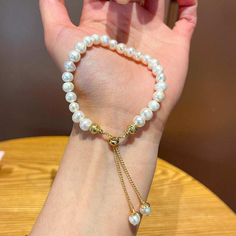 Adjustable Natural Freshwater Pearl Bracelet for Women: Sophisticated, Fashionable, Lightly Luxurious, Instagram-Worthy, Niche Design Bracelet