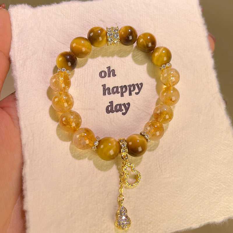 Crystal Bracelet for Prosperity and Good Fortune with Golden Tiger's Eye—Women's Jewelry