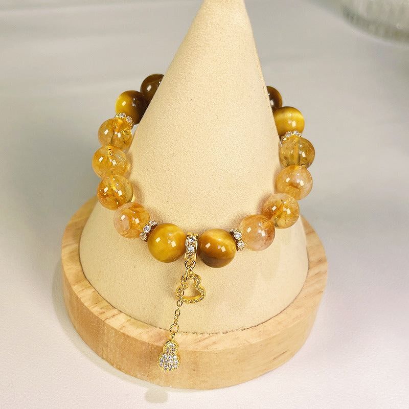 Crystal Bracelet for Prosperity and Good Fortune with Golden Tiger's Eye—Women's Jewelry