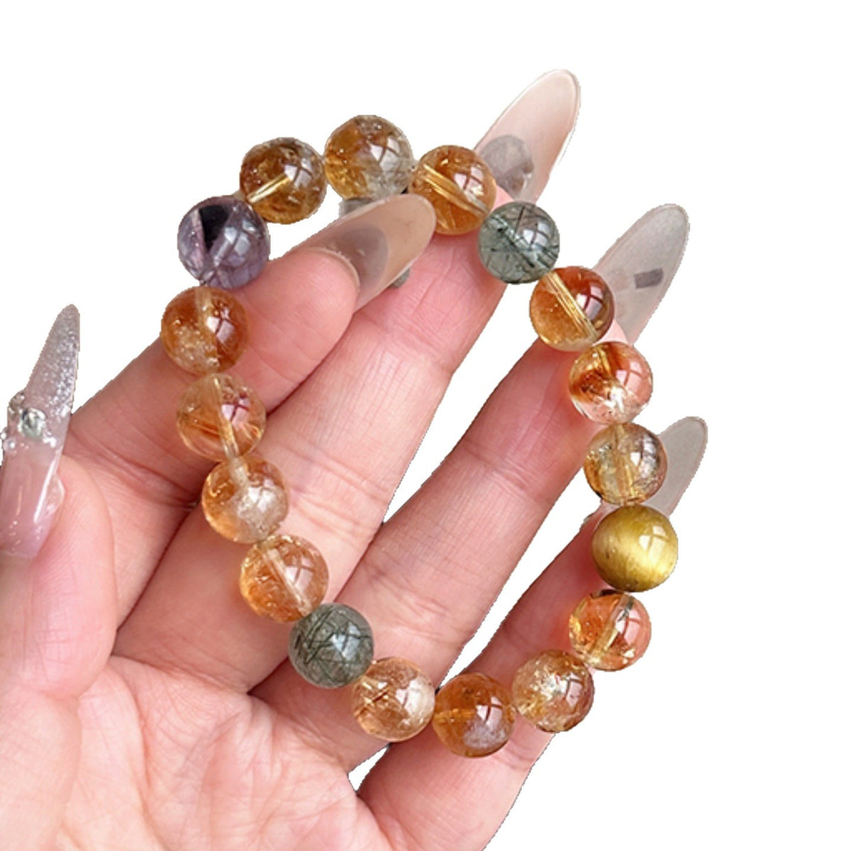 Lucky Natural Yellow Quartz Yellow Tower Crystal Bracelet for Women—Tiger's Eye Crystal Gift for Wealth and Career Success
