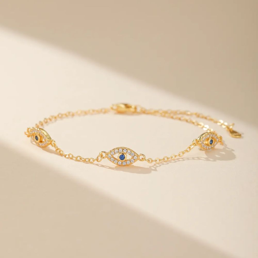 S925 Sterling Silver Evil Eye Protection Zirconia Bracelet