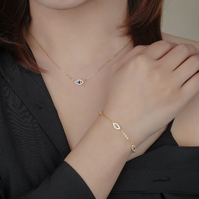 S925 Sterling Silver Evil Eye Protection Zirconia Bracelet