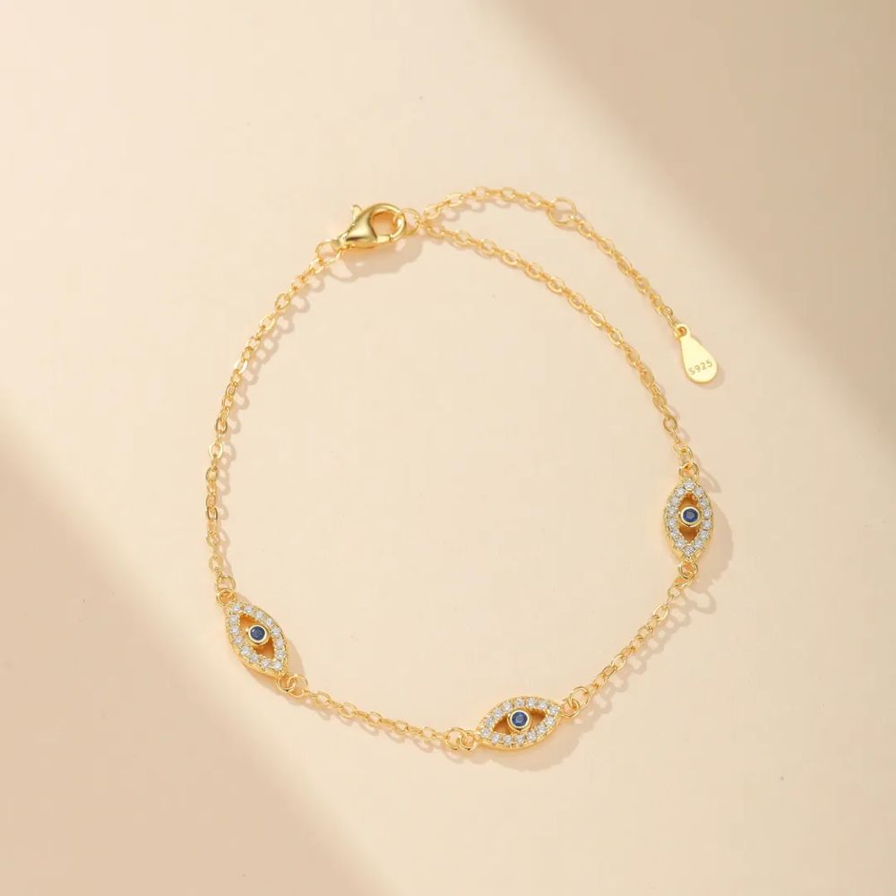 S925 Sterling Silver Evil Eye Protection Zirconia Bracelet