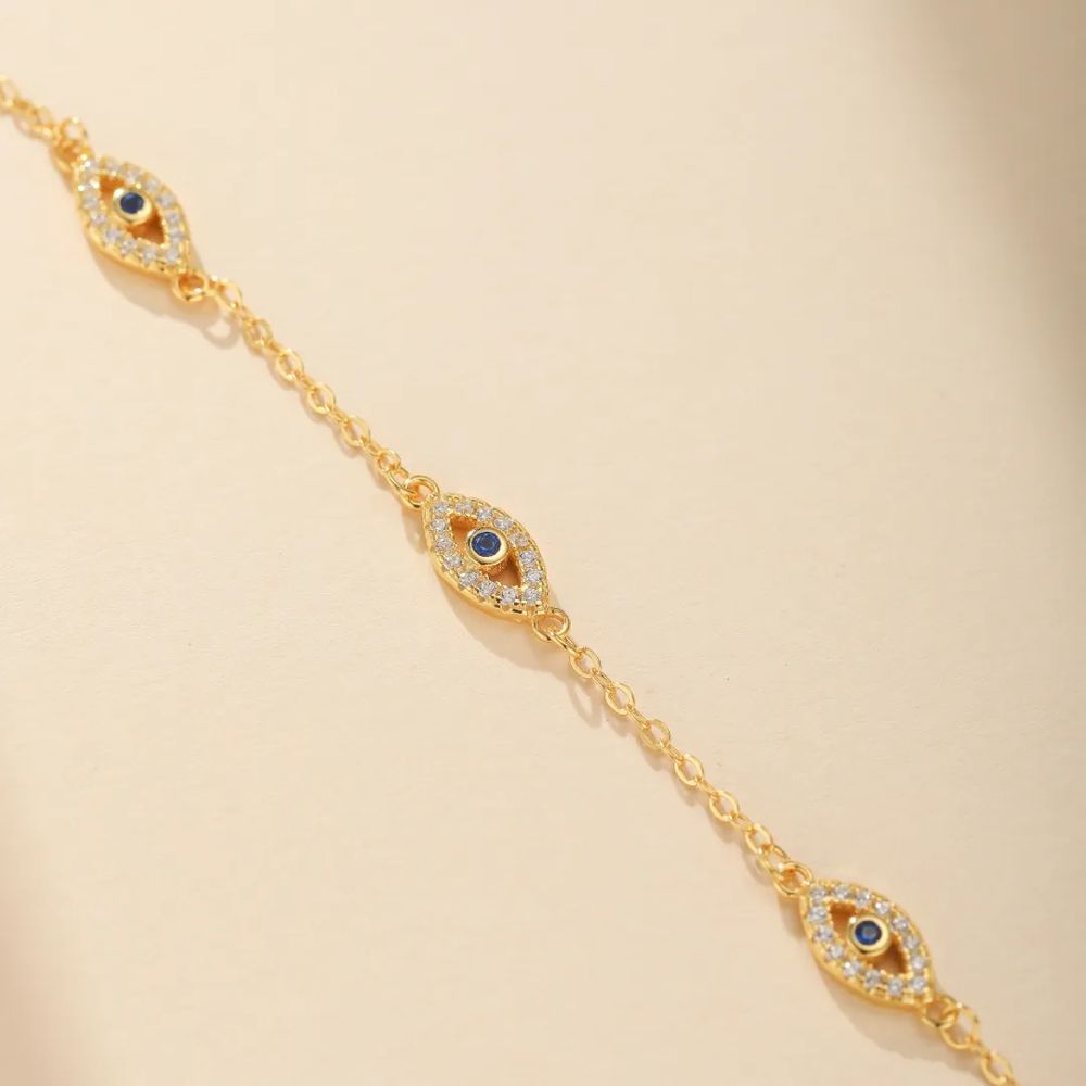 S925 Sterling Silver Evil Eye Protection Zirconia Bracelet